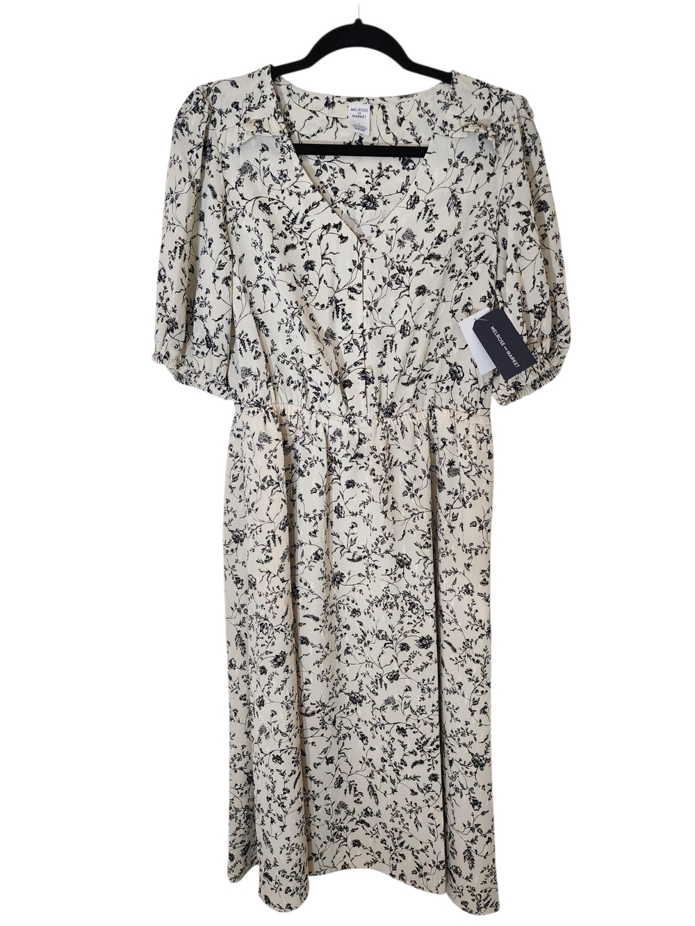 Melrose and Market Cream Dress with Black Floral Print